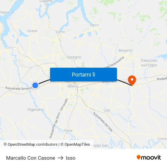 Marcallo Con Casone to Isso map