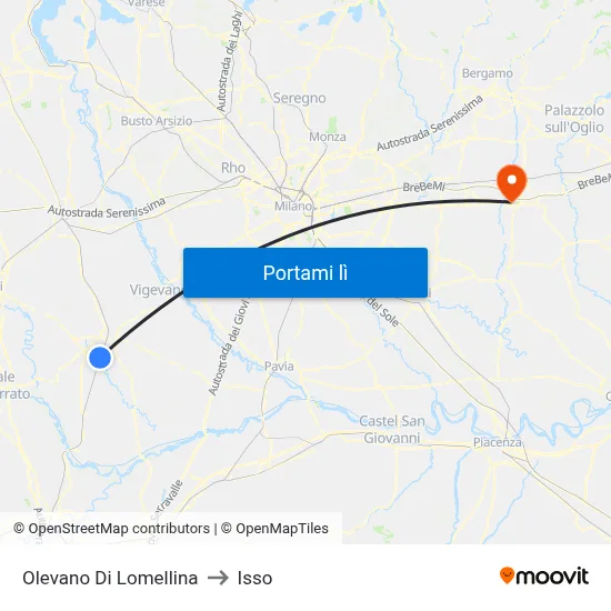 Olevano Di Lomellina to Isso map