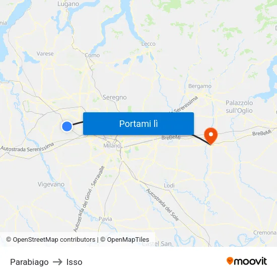 Parabiago to Isso map