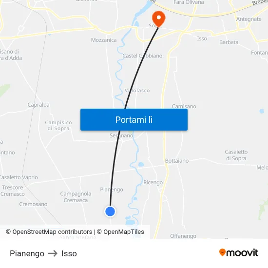 Pianengo to Isso map