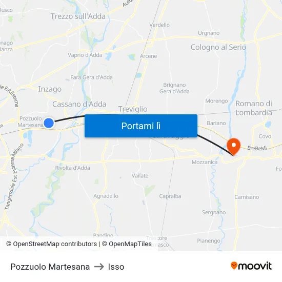 Pozzuolo Martesana to Isso map