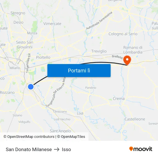 San Donato Milanese to Isso map