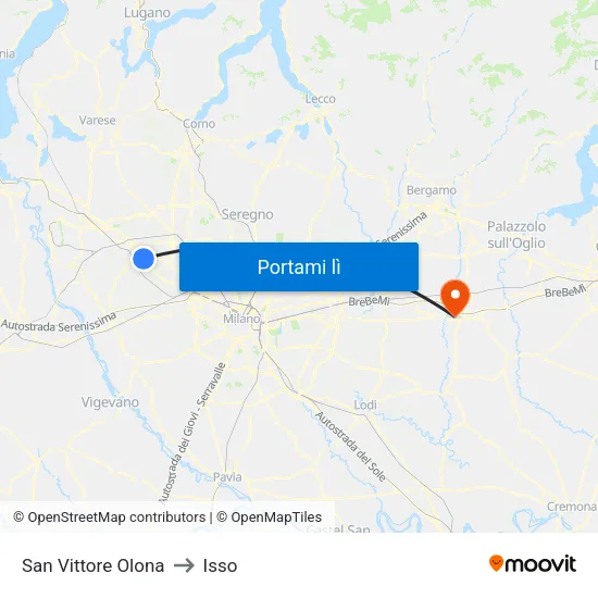 San Vittore Olona to Isso map