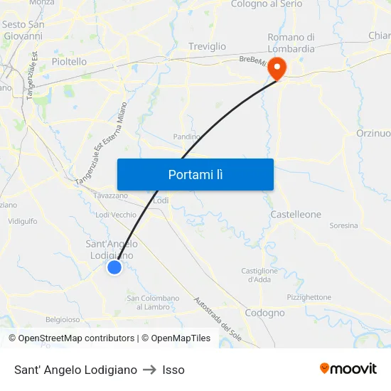 Sant' Angelo Lodigiano to Isso map