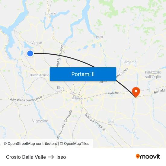 Crosio Della Valle to Isso map