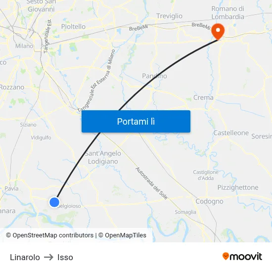Linarolo to Isso map