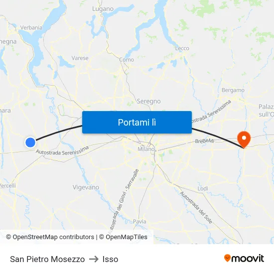 San Pietro Mosezzo to Isso map