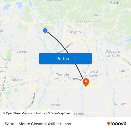 Sotto Il Monte Giovanni Xxiii to Isso map