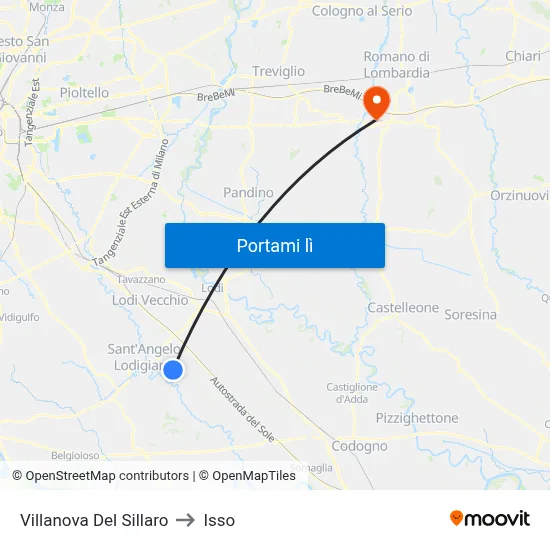 Villanova Del Sillaro to Isso map