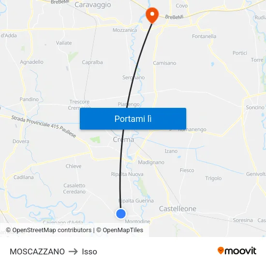 MOSCAZZANO to Isso map