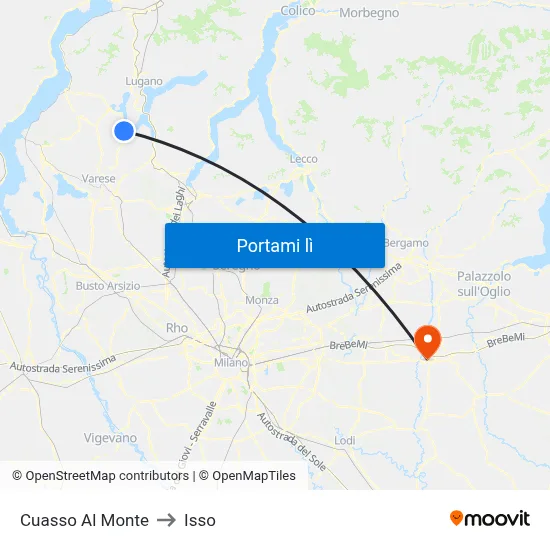 Cuasso Al Monte to Isso map