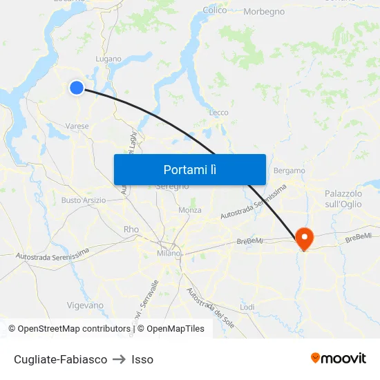 Cugliate-Fabiasco to Isso map