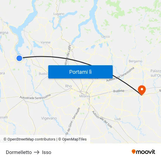 Dormelletto to Isso map