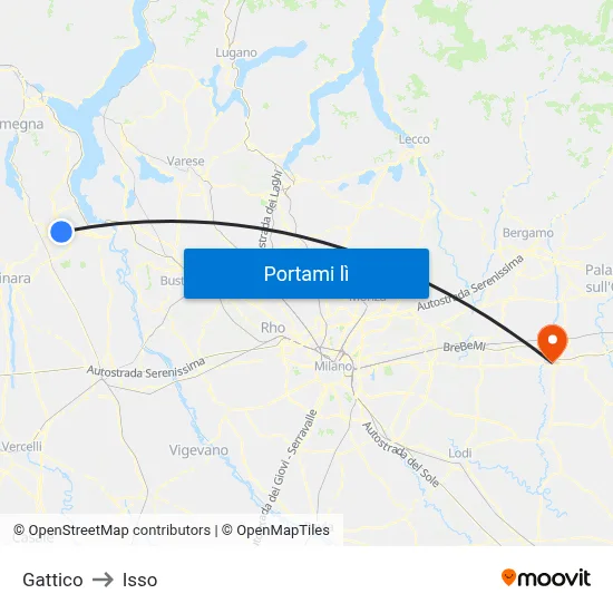 Gattico to Isso map