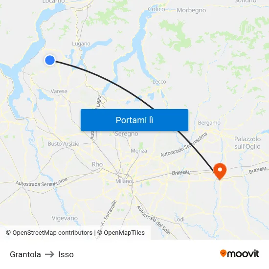 Grantola to Isso map