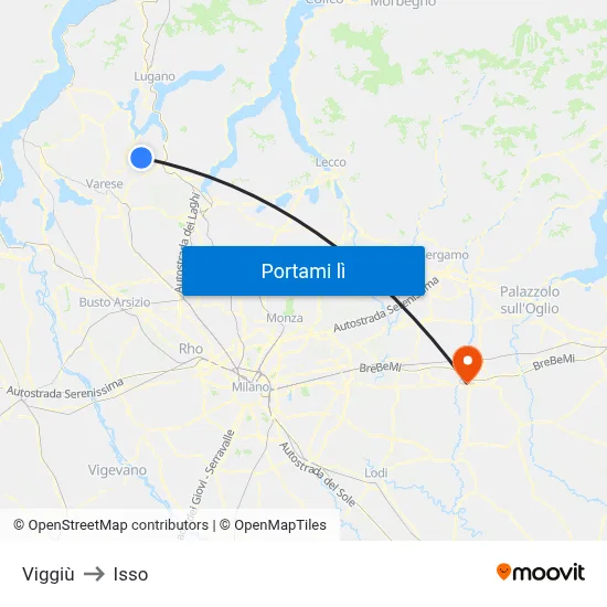 Viggiù to Isso map