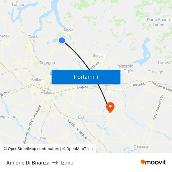Annone Di Brianza to Izano map