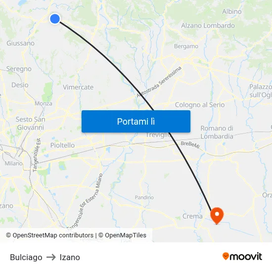 Bulciago to Izano map
