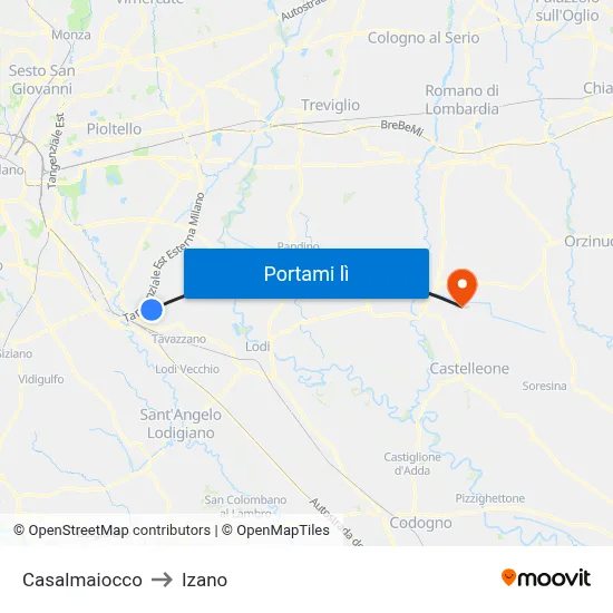 Casalmaiocco to Izano map