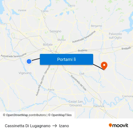 Cassinetta Di Lugagnano to Izano map