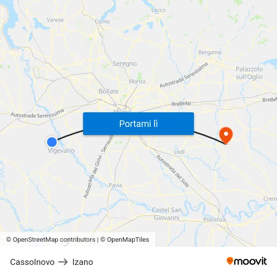 Cassolnovo to Izano map