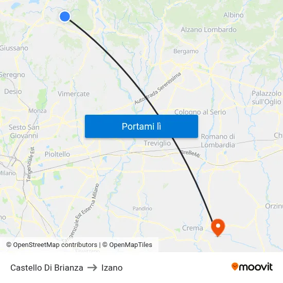 Castello Di Brianza to Izano map