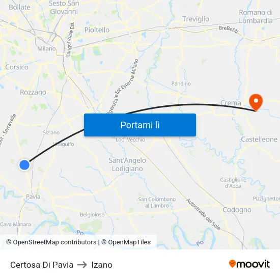 Certosa Di Pavia to Izano map