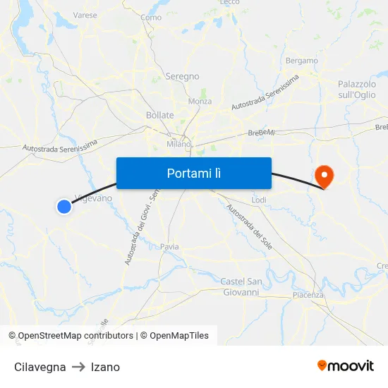 Cilavegna to Izano map