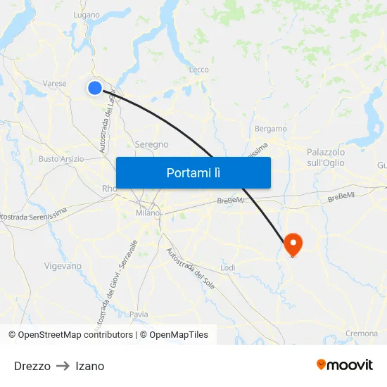 Drezzo to Izano map