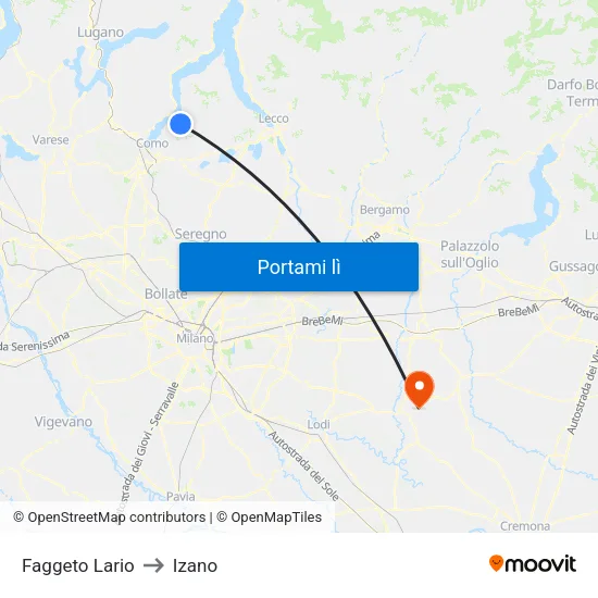 Faggeto Lario to Izano map
