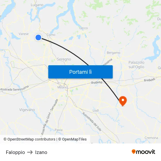 Faloppio to Izano map