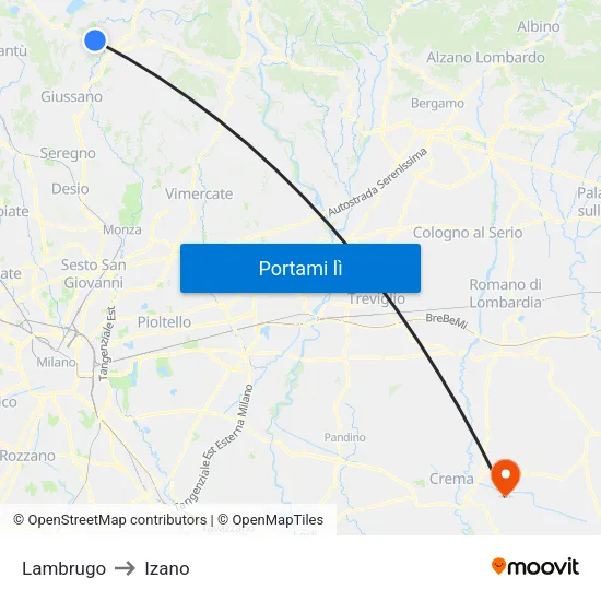 Lambrugo to Izano map