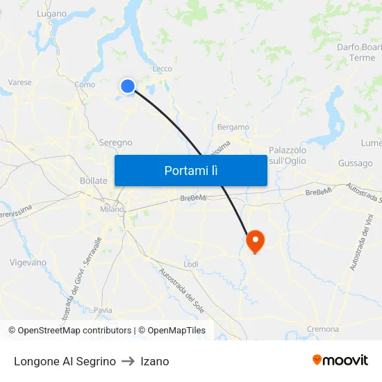 Longone Al Segrino to Izano map