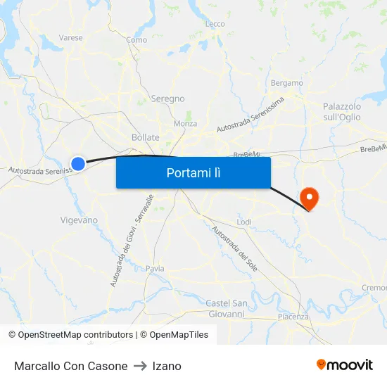 Marcallo Con Casone to Izano map