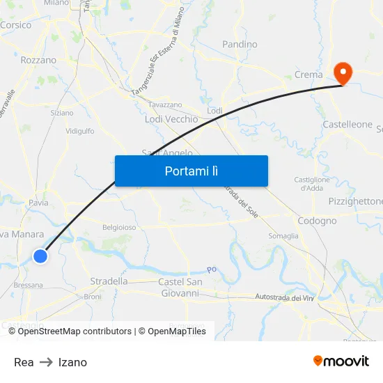 Rea to Izano map