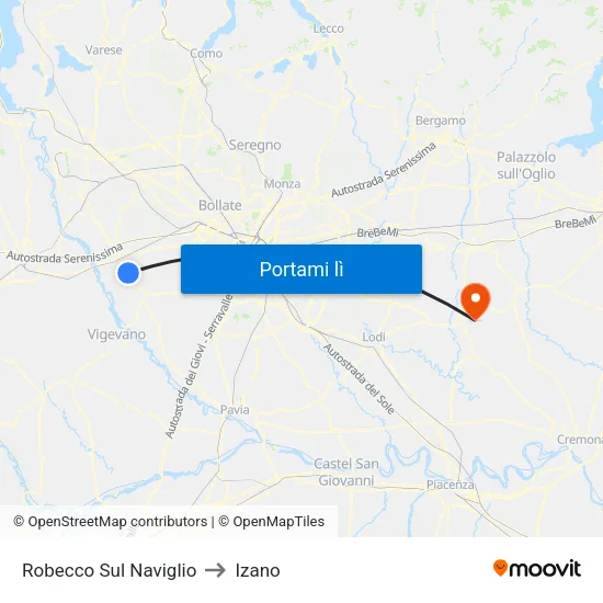 Robecco Sul Naviglio to Izano map