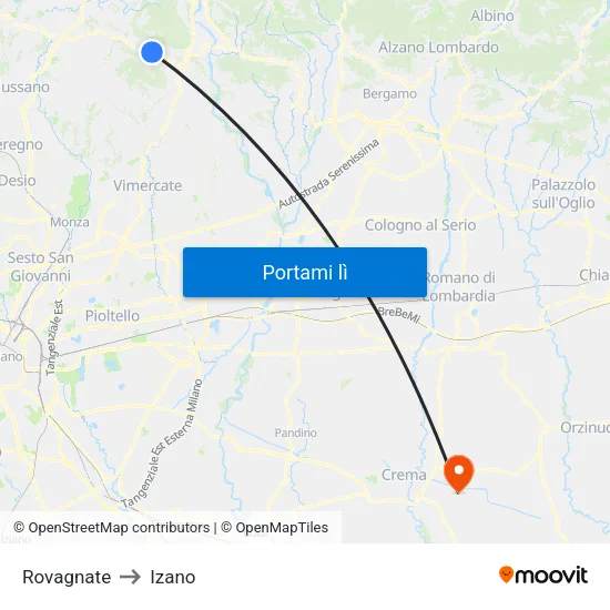 Rovagnate to Izano map