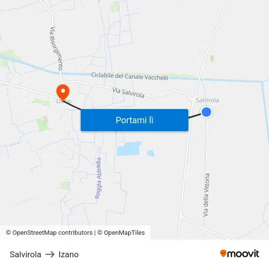 Salvirola to Izano map