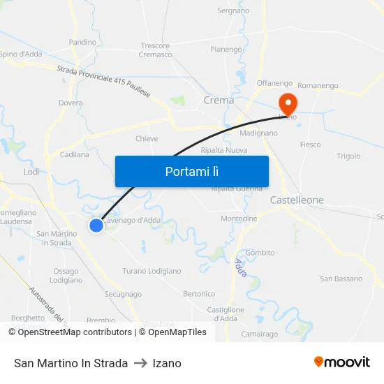 San Martino In Strada to Izano map
