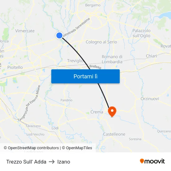 Trezzo Sull' Adda to Izano map