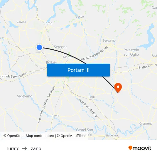 Turate to Izano map