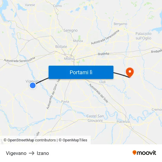 Vigevano to Izano map