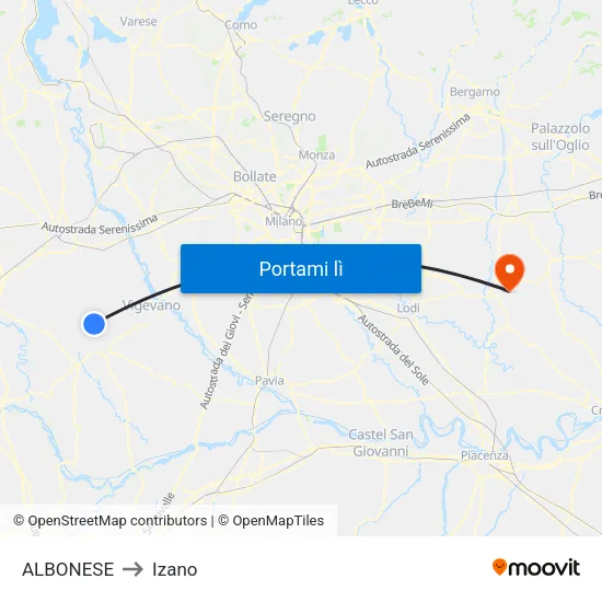 ALBONESE to Izano map
