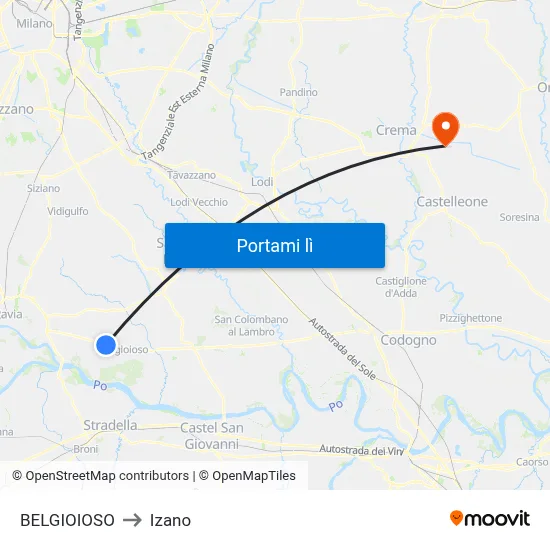 BELGIOIOSO to Izano map