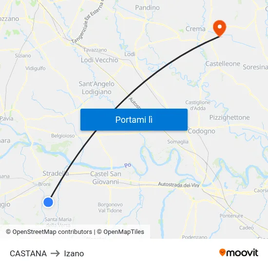 CASTANA to Izano map