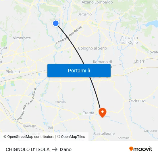 CHIGNOLO D' ISOLA to Izano map