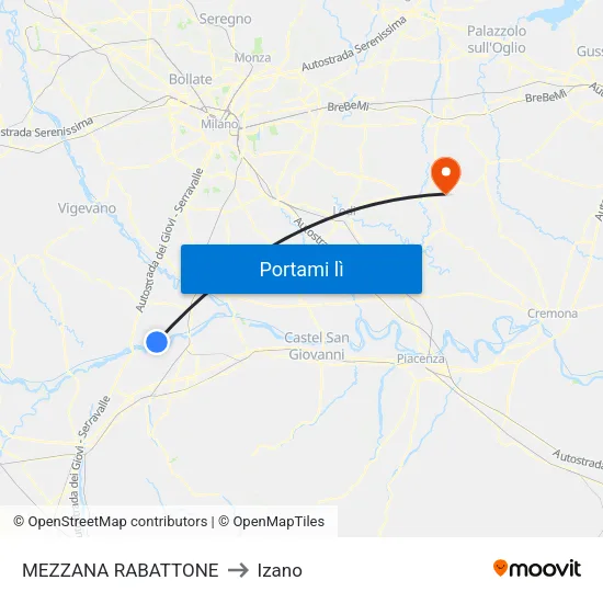 MEZZANA RABATTONE to Izano map