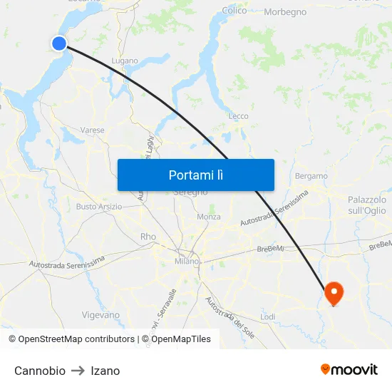 Cannobio to Izano map
