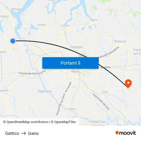 Gattico to Izano map