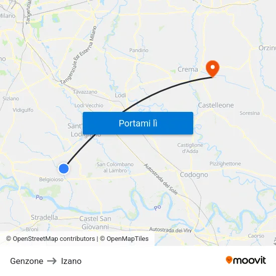 Genzone to Izano map